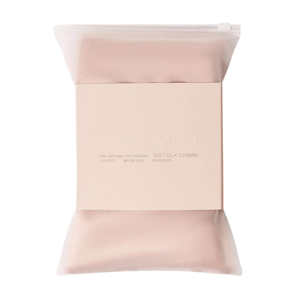 MON MOU Soft Silk Turban Nude - Двосторонній рушник-тюрбан для делікатного сушіння волосся (нюдовий) - фото №1